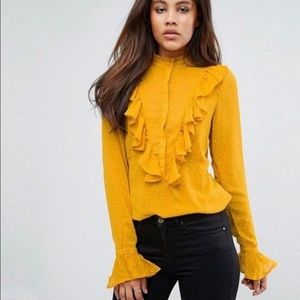 YAS yellow ruffle top